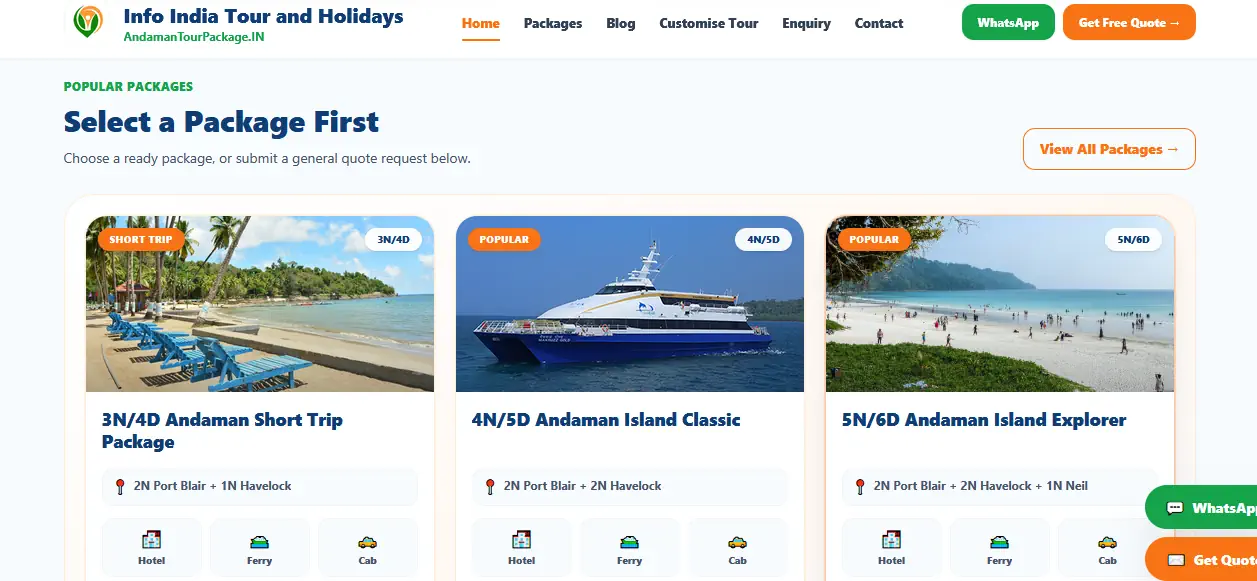 AndamanTourPackage.in tourism package website homepage