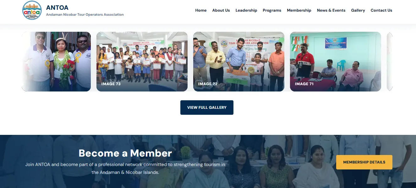 ANTOA.in Andaman Nicobar Tour Operators Association website homepage