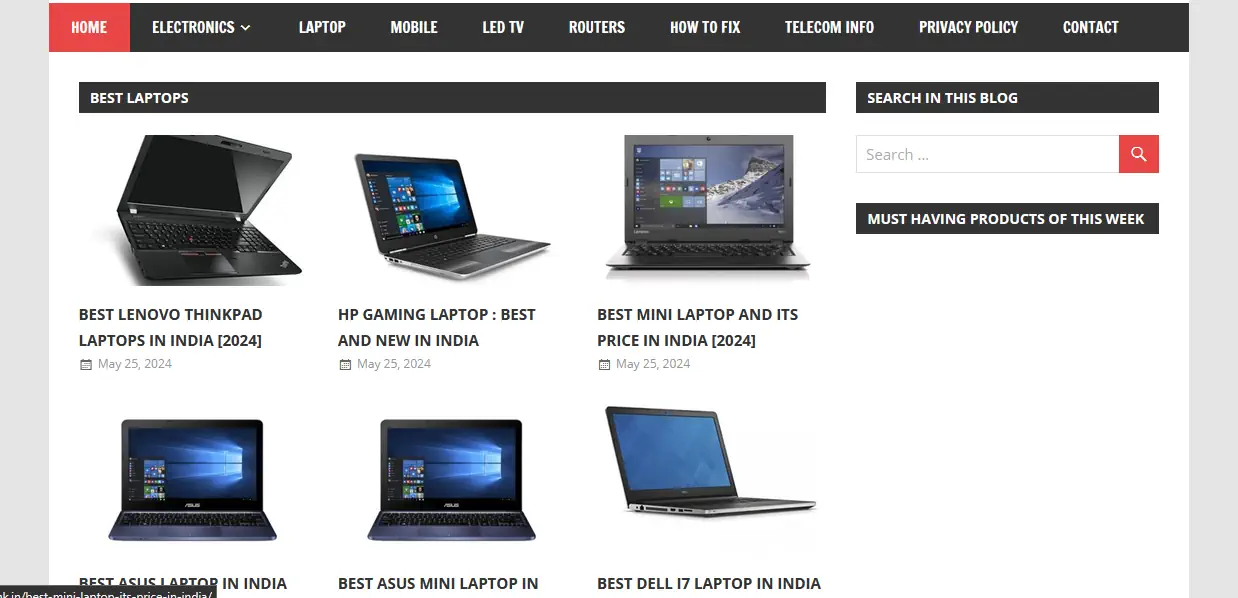 MyInk.in technology and product-content website homepage